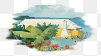 PNG Flower garden, vintage bungalow illustration by Winslow Homer, transparent background. Remixed by rawpixel.