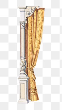 Vintage pillar curtain png, interior illustration, transparent background. Remixed by rawpixel.