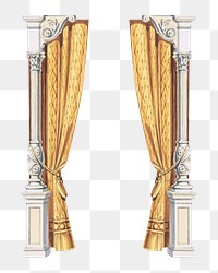 Vintage pillar curtain png, interior illustration, transparent background. Remixed by rawpixel.