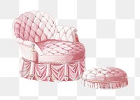 Vintage pink armchair png, furniture illustration, transparent background. Remixed by rawpixel.