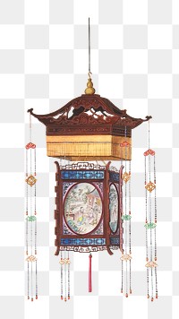 Japanese hanging lantern png, vintage illustration, transparent background. Remixed by rawpixel.