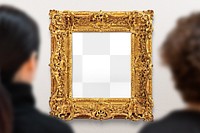 Gold picture frame png mockup, transparent design. Remixed by rawpixel.