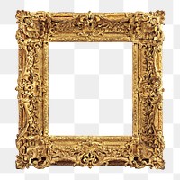 Gold picture frame png mockup, transparent design. Remixed by rawpixel.