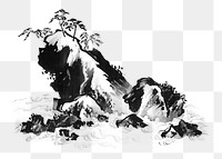 PNG Mount Fuji, vintage Japanese illustration by Kawanabe Kyosai, transparent background. Remixed by rawpixel.