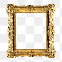 Gold picture frame png mockup, transparent design. Remixed by rawpixel.