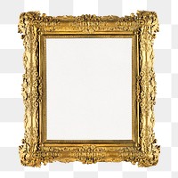 Gold vintage frame png element, transparent background. Remixed by rawpixel.