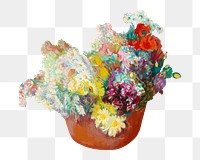 PNG Potted colorful flowers, vintage illustration by Magnus Enckell, transparent background. Remixed by rawpixel.