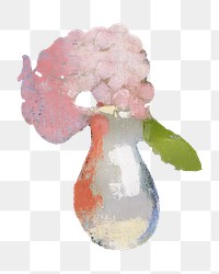 PNG Pink flower vase, vintage illustration by Helene Schjerfbeck, transparent background. Remixed by rawpixel.