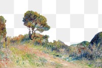 PNG Pierre-Auguste Renoir's View at Guernsey, vintage landscape border, transparent background. Remixed by rawpixel.