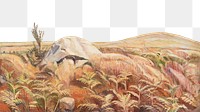 PNG Meadow landscape border, vintage illustration by Poul S. Christiansen, transparent background. Remixed by rawpixel.