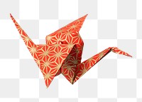 Red origami crane png, transparent background. Remixed by rawpixel.