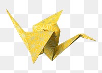 Yellow origami crane png, transparent background. Remixed by rawpixel.