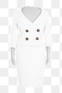 Women's white png suit, skirt, vintage formal wear, transparent background. Remixed by rawpixel.