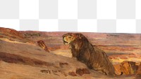 Png Lions in the Desert, vintage animal illustration by Henry Ossawa Tanner on transparent background. Remixed by rawpixel.