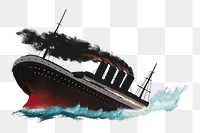 Sinking ship png, vintage illustration, transparent background. Remixed by rawpixel.