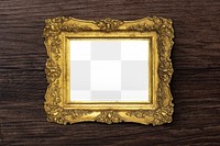 Gold picture frame png mockup, transparent design. Remixed by rawpixel.