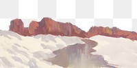 PNG Rock mountain landscape border, vintage illustration by Zolo Palugyay, transparent background. Remixed by rawpixel.