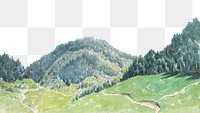 PNG Mountain landscape border, vintage nature illustration by Friedrich Carl von Scheidlin, transparent background. Remixed by rawpixel.