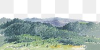 PNG Mountain landscape border, vintage nature illustration by Friedrich Carl von Scheidlin, transparent background. Remixed by rawpixel.
