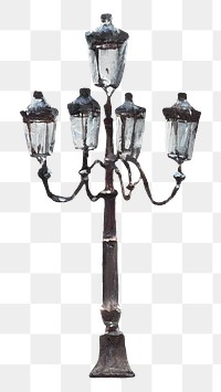 Street post lamp png, vintage illustration by Jean Beraud, transparent background. Remixed by rawpixel.