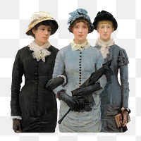 Victorian women's png fashion, vintage illustration by George Clausen, transparent background. Remixed by rawpixel.