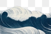 PNG Vintage ocean wave, nature border illustration by C. R. W. Nevinson, transparent background. Remixed by rawpixel.