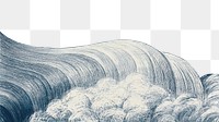 PNG Vintage ocean wave, nature border illustration by C. R. W. Nevinson, transparent background. Remixed by rawpixel.