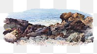 PNG Beach rock watercolor  illustration transparent background. Remixed by rawpixel.