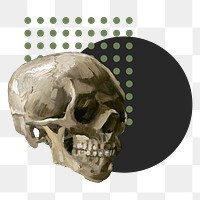 Van Gogh's skull png vintage sticker, transparent background. Remixed by rawpixel.