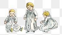 Vintage toddler png children illustration by Shober & Carqueville Lith. Co on transparent background. Remixed by rawpixel.