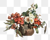 Vintage flower vase png illustration by Annie C. Nowell, transparent background. Remixed by rawpixel.