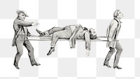 Png men carrying a body, vintage illustration on transparent background. Remixed by rawpixel.