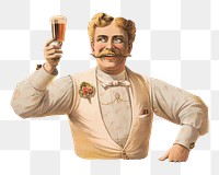 Bartender man png, vintage illustration on transparent background. Remixed by rawpixel.