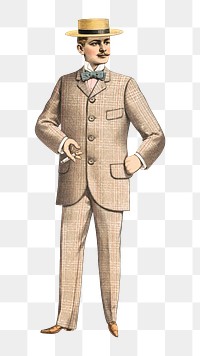 Men's vintage suit png, fashion illustration on transparent background. Remixed by rawpixel.