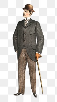 Men's vintage suit png, fashion illustration on transparent background. Remixed by rawpixel.