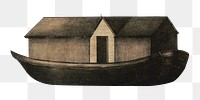 Vintage house boat png, vehicle illustration, transparent background. Remixed by rawpixel.