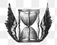 Winged hourglass png, vintage object illustration on transparent background. Remixed by rawpixel.