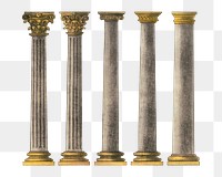 Ancient pillar png, vintage architecture illustration, transparent background. Remixed by rawpixel.