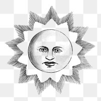 Beaming sun png, celestial illustration on transparent background. Remixed by rawpixel.