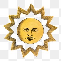 Beaming sun png, celestial illustration on transparent background. Remixed by rawpixel.