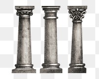 Ancient pillar png, vintage architecture illustration, transparent background. Remixed by rawpixel.