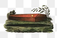 Funeral coffin png, vintage illustration on transparent background. Remixed by rawpixel.