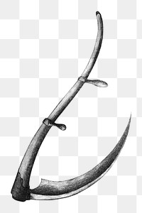 Vintage sickle png, weapon illustration on transparent background. Remixed by rawpixel.