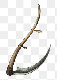 Vintage sickle png, weapon illustration on transparent background. Remixed by rawpixel.