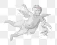 Flying cherub png, vintage illustration on transparent background. Remixed by rawpixel.
