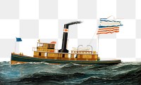 The Ocean-Going Tug png "May McWilliams", ship illustration by Antonio Jacobsen, transparent background. Remixed by rawpixel.