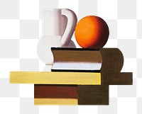 Png Arrangement with white jug, orange and book, still life by Vilhelm Lundstrom on transparent background. Remixed by rawpixel.