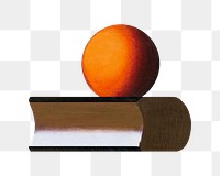 Png orange and book, still life by Vilhelm Lundstrom on transparent background. Remixed by rawpixel.