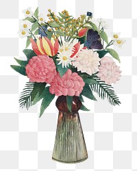 Henri Rousseau's png Flowers in a Vase, transparent background. Remixed by rawpixel.