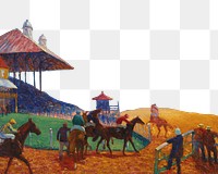 Race Track png, vintage painting by William James Glackens, transparent background. Remixed by rawpixel.